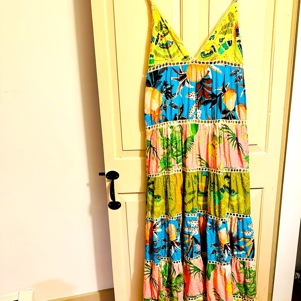 Farm rio extra long dress size medium jungle vibes boho